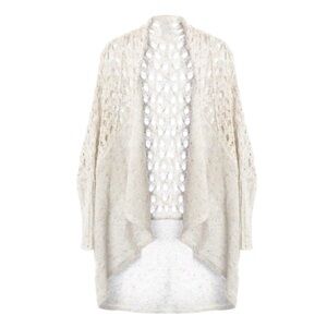 NWOT SAACHI White Open Knit Spring Cardigan With Speckles One Size